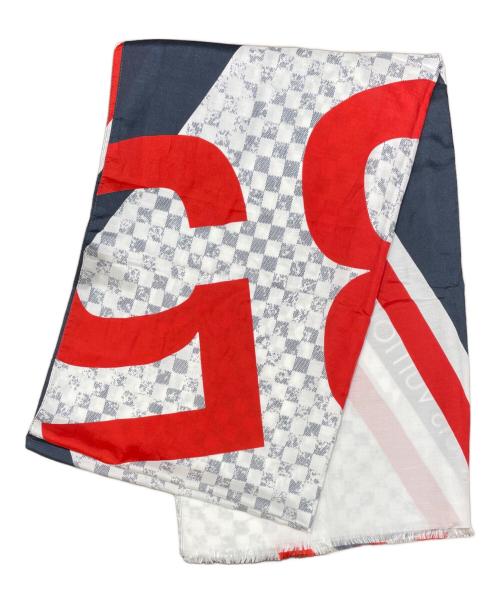 LOUIS VUITTON（ルイ ヴィトン）LOUIS VUITTON (ルイ ヴィトン) LV CUP アメリカ ダミエ･アズール シルク混 ストール ネイビー×レッド サイズ:200の古着・服飾アイテム