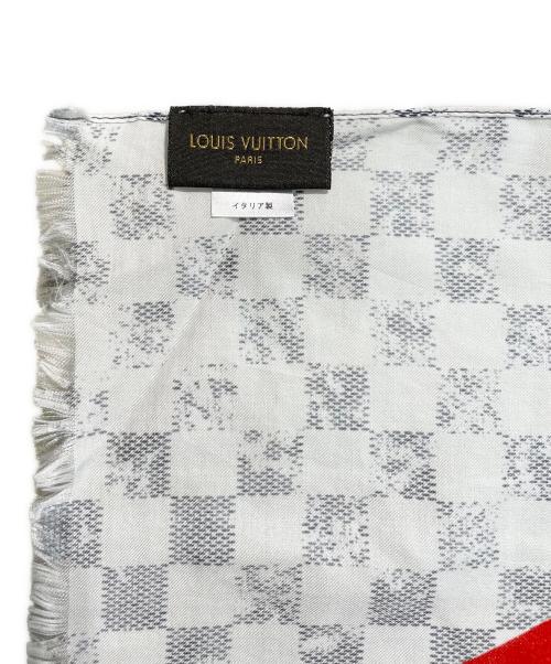 LOUIS VUITTON（ルイ ヴィトン）LOUIS VUITTON (ルイ ヴィトン) LV CUP アメリカ ダミエ･アズール シルク混 ストール ネイビー×レッド サイズ:200の古着・服飾アイテム
