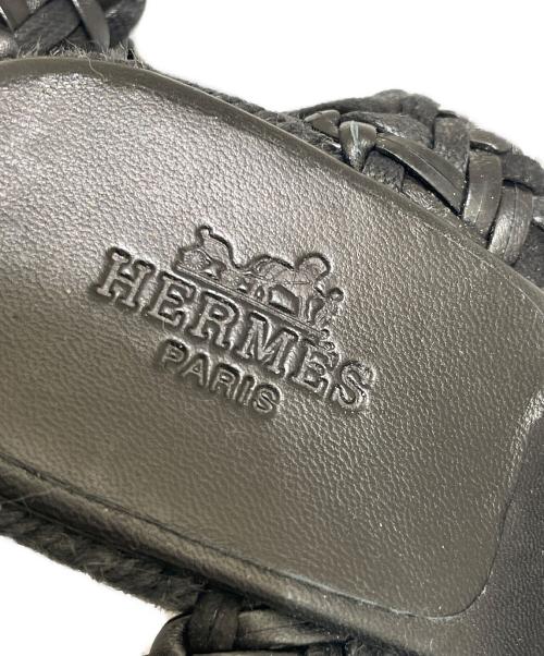 HERMES（エルメス）HERMES (エルメス) エスパドリーユウェッジサンダル ブラック サイズ:35の古着・服飾アイテム