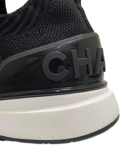 CHANEL（シャネル）CHANEL (シャネル) Knit Logo Sneakers ブラック サイズ:35の古着・服飾アイテム