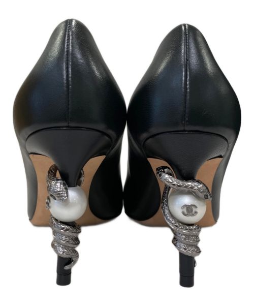 CHANEL（シャネル）CHANEL (シャネル) Coco Mark Heel Pumps ブラック サイズ:351/2の古着・服飾アイテム