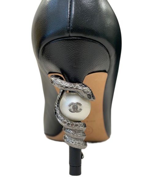 CHANEL（シャネル）CHANEL (シャネル) Coco Mark Heel Pumps ブラック サイズ:351/2の古着・服飾アイテム