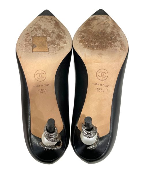 CHANEL（シャネル）CHANEL (シャネル) Coco Mark Heel Pumps ブラック サイズ:351/2の古着・服飾アイテム
