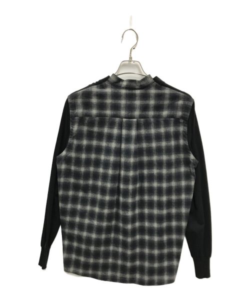 sacai（サカイ）sacai (サカイ) ネルシャツドッキング ハイゲージクルーネックニット ブラック サイズ:1の古着・服飾アイテム