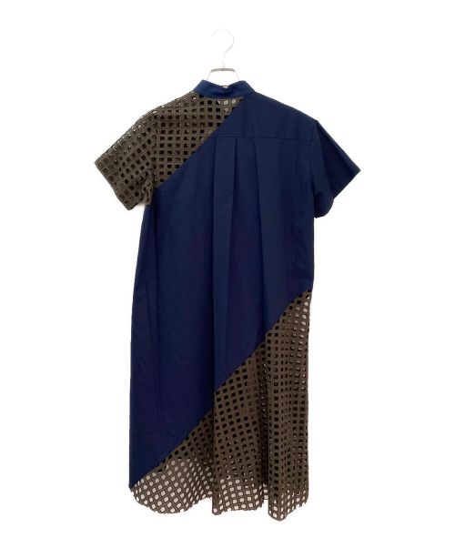 sacai（サカイ）sacai (サカイ) パンチングデザイン切替ワンピース ネイビー サイズ:2の古着・服飾アイテム