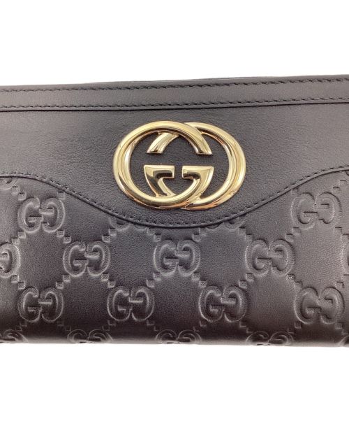 GUCCI（グッチ）GUCCI (グッチ) ラウンドファスナー マイクロシマ（Round Zipper Micro issima） ブラック サイズ:-の古着・服飾アイテム