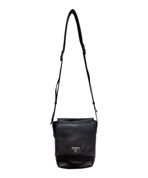 PRADA（プラダ）PRADA (プラダ) レザーショルダーバッグ ブラックの古着・服飾アイテム