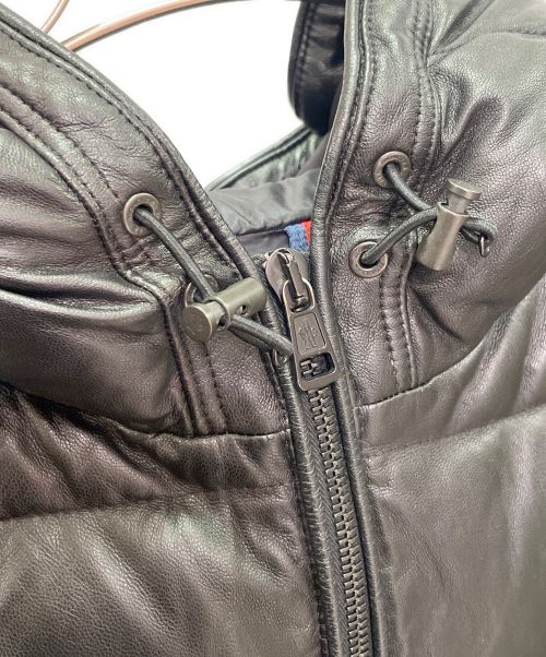 MONCLER（モンクレール）MONCLER (モンクレール) GEBROULAZ/ラムレザー ダウンジャケット ブラック サイズ:3の古着・服飾アイテム