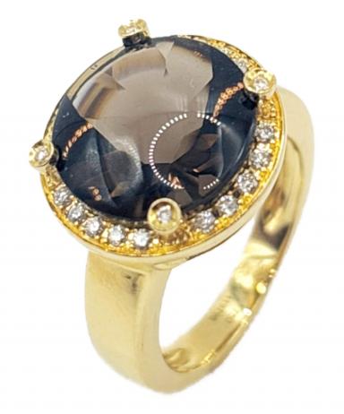 Poiray ポアレ 大きめローズクオーツとダイヤのリング Poiray ポアレ