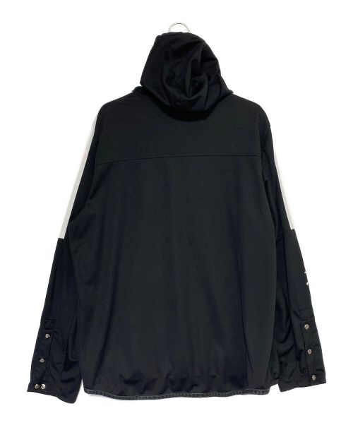 CHROME HEARTS（クロムハーツ）CHROME HEARTS (クロムハーツ) レザーパイピング袖ラインロゴパーカー ブラック サイズ:XLの古着・服飾アイテム