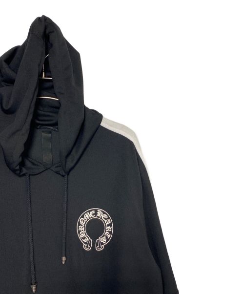 CHROME HEARTS（クロムハーツ）CHROME HEARTS (クロムハーツ) レザーパイピング袖ラインロゴパーカー ブラック サイズ:XLの古着・服飾アイテム