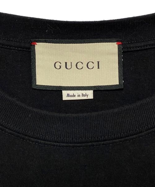GUCCI（グッチ）GUCCI (グッチ) プリントロゴオーバーサイズTシャツ ブラック サイズ:Lの古着・服飾アイテム