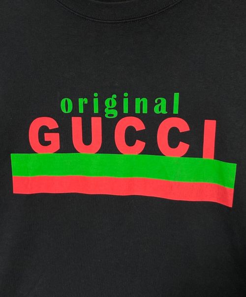GUCCI（グッチ）GUCCI (グッチ) プリントロゴオーバーサイズTシャツ ブラック サイズ:Lの古着・服飾アイテム