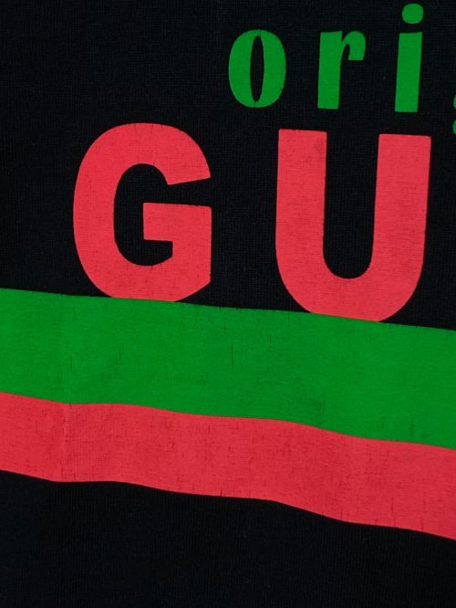 GUCCI（グッチ）GUCCI (グッチ) プリントロゴオーバーサイズTシャツ ブラック サイズ:Lの古着・服飾アイテム