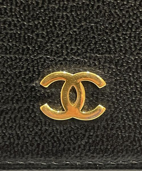 CHANEL（シャネル）CHANEL (シャネル) ダブルホック コンパクトウォレット  ブラック×ゴールドの古着・服飾アイテム