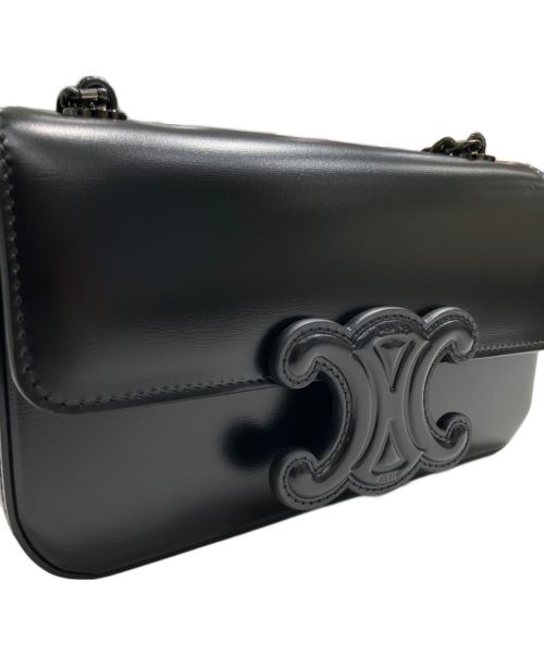 CELINE（セリーヌ）CELINE (セリーヌ) チェーン ショルダーバッグ キュイル トリオンフ  ブラックの古着・服飾アイテム