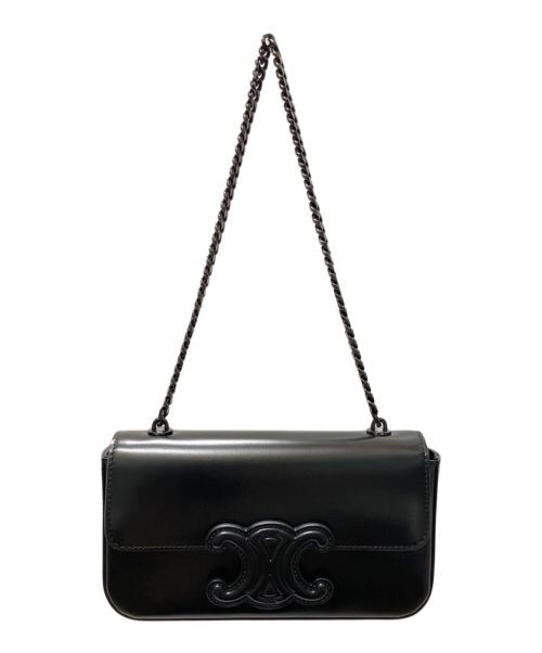CELINE（セリーヌ）CELINE (セリーヌ) チェーン ショルダーバッグ キュイル トリオンフ  ブラックの古着・服飾アイテム