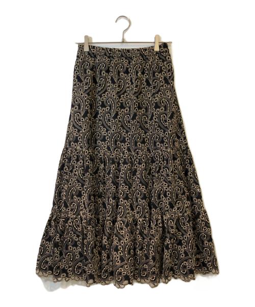 ANAYI（アナイ）ANAYI (アナイ) ペイズリーエンブロイダリースカート ブラック サイズ:36の古着・服飾アイテム