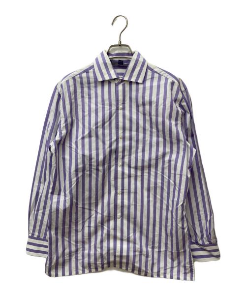 RALPH LAUREN Purple Label（ラルフ ローレン パープル レーベル）RALPH LAUREN Purple Label (ラルフ ローレン パープル レーベル) ストライプシャツ　290649380011 ホワイト×バイオレット サイズ:4の古着・服飾アイテム