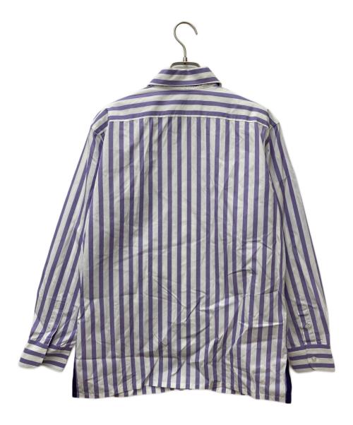RALPH LAUREN Purple Label（ラルフ ローレン パープル レーベル）RALPH LAUREN Purple Label (ラルフ ローレン パープル レーベル) ストライプシャツ　290649380011 ホワイト×バイオレット サイズ:4の古着・服飾アイテム
