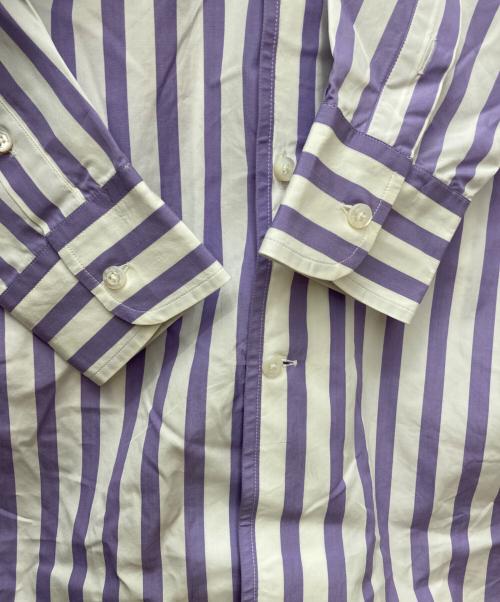 RALPH LAUREN Purple Label（ラルフ ローレン パープル レーベル）RALPH LAUREN Purple Label (ラルフ ローレン パープル レーベル) ストライプシャツ　290649380011 ホワイト×バイオレット サイズ:4の古着・服飾アイテム