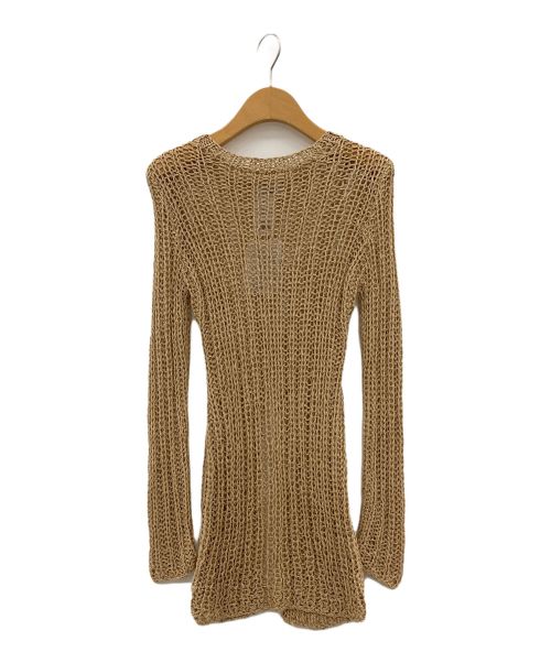 CLANE（クラネ）CLANE (クラネ) BACK SLIT CROCHET KNIT ライトブラウン サイズ:Fの古着・服飾アイテム