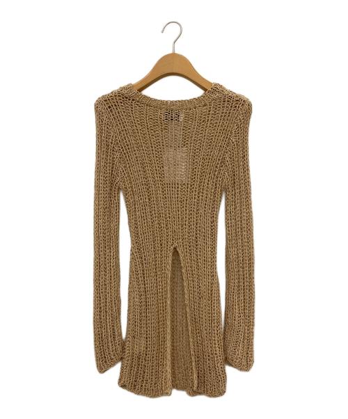 CLANE（クラネ）CLANE (クラネ) BACK SLIT CROCHET KNIT ライトブラウン サイズ:Fの古着・服飾アイテム