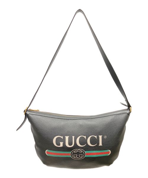 GUCCI（グッチ）GUCCI (グッチ) ハーフムーン ホーボー ショルダーバッグ ブラックの古着・服飾アイテム