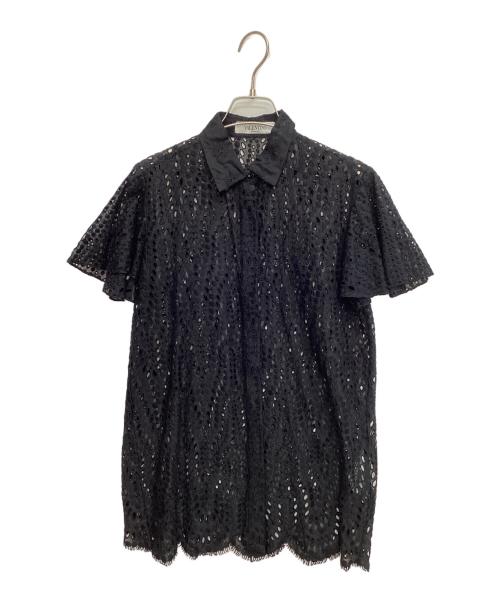 VALENTINO（ヴァレンティノ）VALENTINO (ヴァレンティノ) レースブラウス ブラック サイズ:42の古着・服飾アイテム