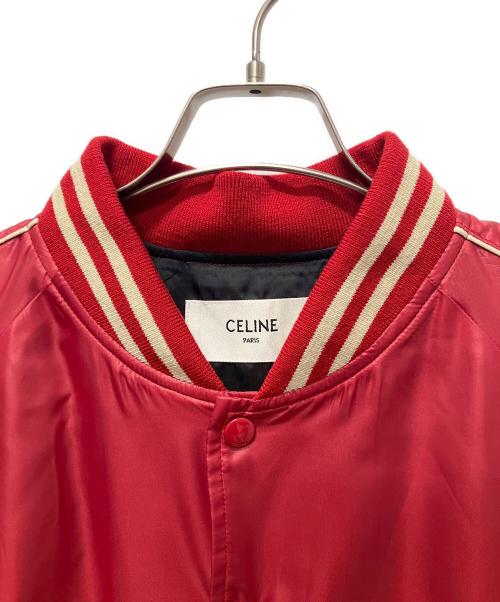 CELINE（セリーヌ）CELINE (セリーヌ) カレッジテディナイロンブルゾン レッド サイズ:Lの古着・服飾アイテム