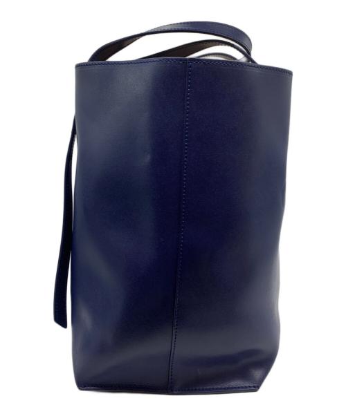 GIORGIO ARMANI（ジョルジョアルマーニ）GIORGIO ARMANI (ジョルジョアルマーニ) レザートートバッグ ブルーの古着・服飾アイテム