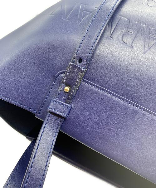 GIORGIO ARMANI（ジョルジョアルマーニ）GIORGIO ARMANI (ジョルジョアルマーニ) レザートートバッグ ブルーの古着・服飾アイテム