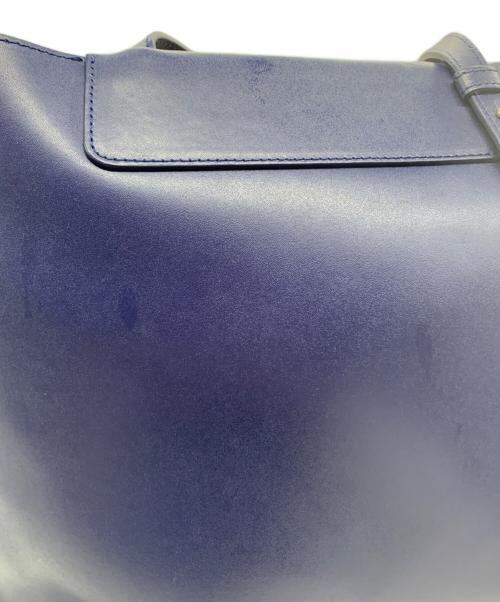 GIORGIO ARMANI（ジョルジョアルマーニ）GIORGIO ARMANI (ジョルジョアルマーニ) レザートートバッグ ブルーの古着・服飾アイテム