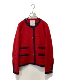 Lisiere（リジェール）の古着「ノーカラー金ボタンツイードジャケット」｜レッド