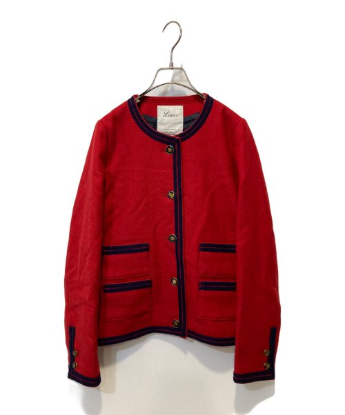 Lisiere（リジェール）Lisiere (リジェール) ノーカラー金ボタンツイードジャケット レッド サイズ:36の古着・服飾アイテム