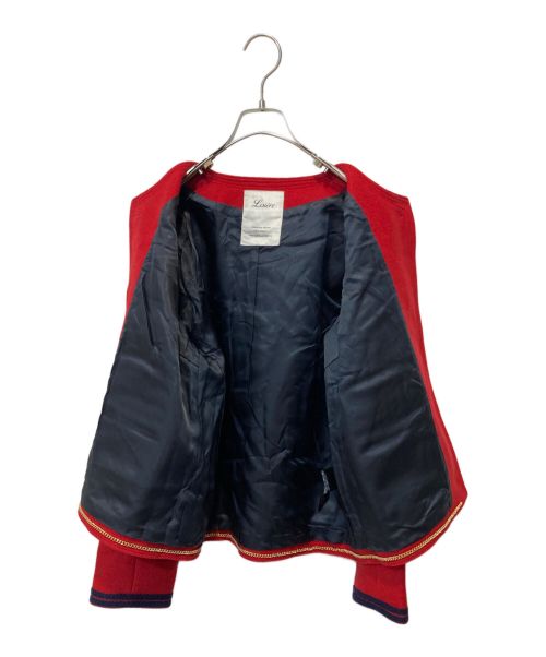 Lisiere（リジェール）Lisiere (リジェール) ノーカラー金ボタンツイードジャケット レッド サイズ:36の古着・服飾アイテム