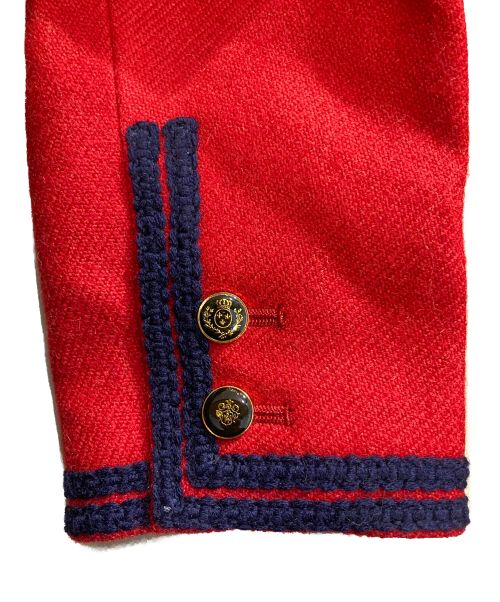 Lisiere（リジェール）Lisiere (リジェール) ノーカラー金ボタンツイードジャケット レッド サイズ:36の古着・服飾アイテム