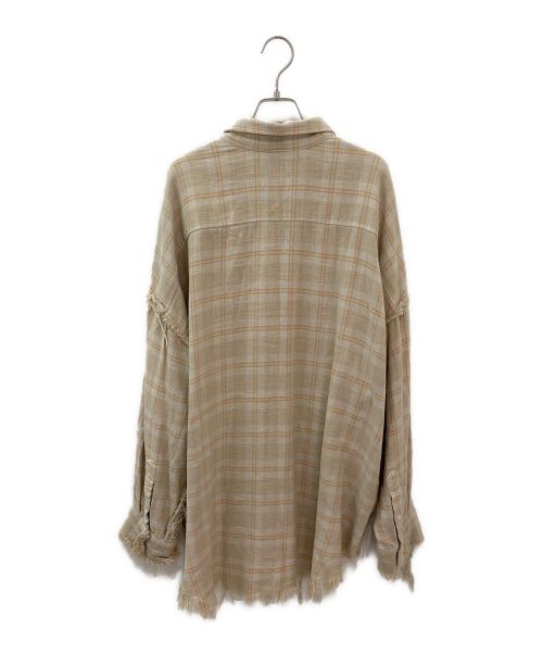 R13（アールサーティン）R13 (アールサーティン) シュレッドシームシャツ ベージュ サイズ:Sの古着・服飾アイテム