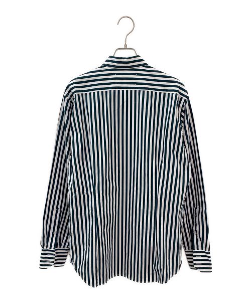 Maison Margiela（メゾンマルジェラ）Maison Margiela (メゾンマルジェラ) コットンストライプシャツ グリーン サイズ:40の古着・服飾アイテム