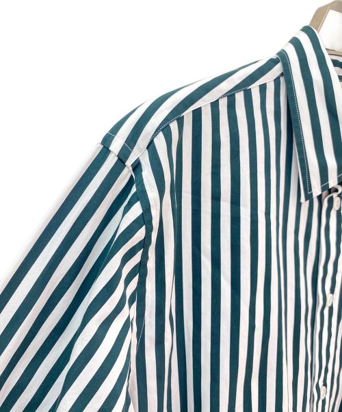 Maison Margiela（メゾンマルジェラ）Maison Margiela (メゾンマルジェラ) コットンストライプシャツ グリーン サイズ:40の古着・服飾アイテム