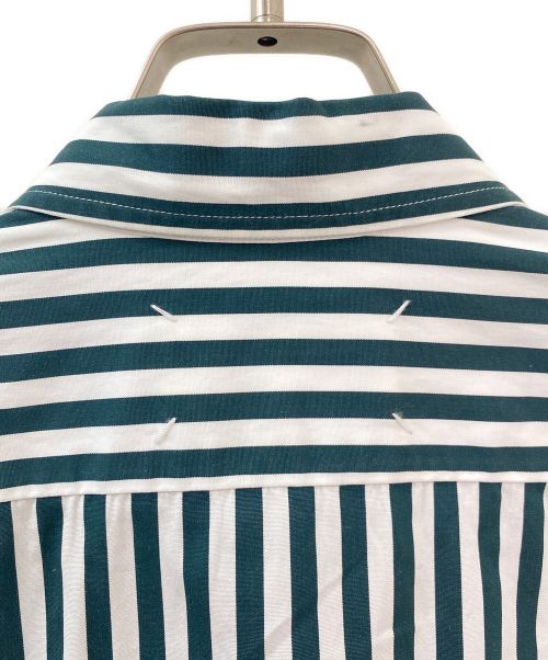 Maison Margiela（メゾンマルジェラ）Maison Margiela (メゾンマルジェラ) コットンストライプシャツ グリーン サイズ:40の古着・服飾アイテム