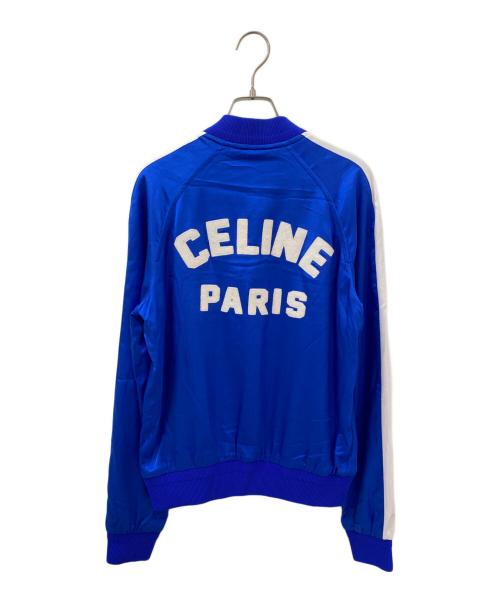 CELINE（セリーヌ）CELINE (セリーヌ) ロゴ刺繍テディスタジャンブルゾン ブルー サイズ:44の古着・服飾アイテム
