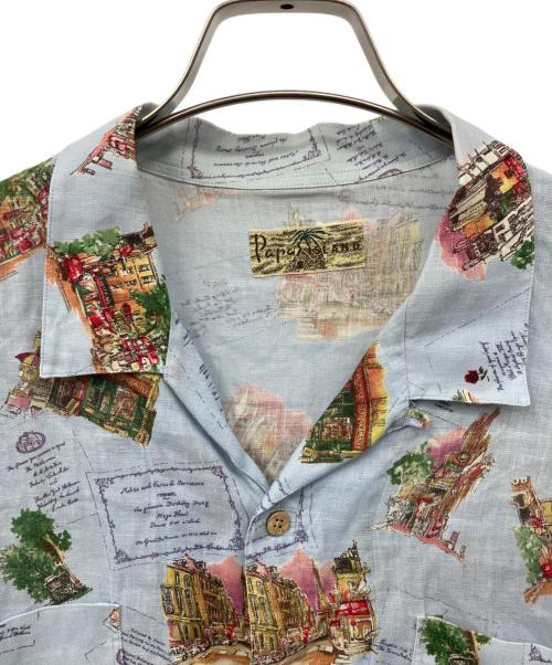 PAPAS（パパス）PAPAS (パパス) リネンアロハシャツ ライトブルー サイズ:M　　の古着・服飾アイテム