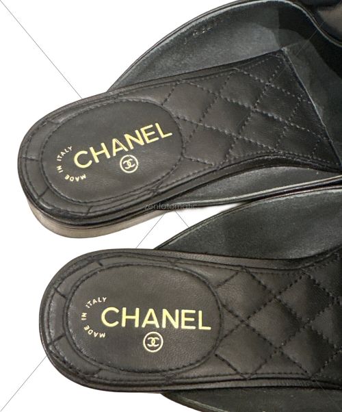CHANEL（シャネル）CHANEL (シャネル) マトラッセ チェーンレザーサンダル ブラック サイズ:36の古着・服飾アイテム