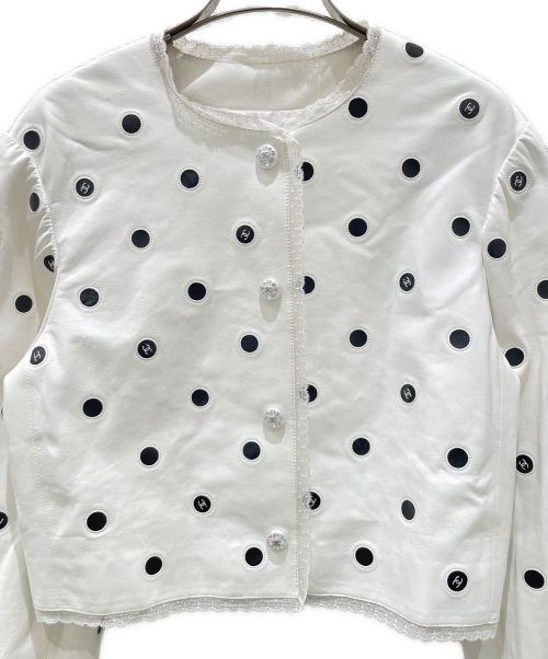 CHANEL（シャネル）CHANEL (シャネル) ココボタン レザージャケット ホワイト サイズ:34の古着・服飾アイテム