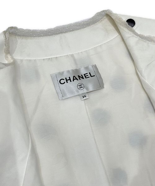 CHANEL（シャネル）CHANEL (シャネル) ココボタン レザージャケット ホワイト サイズ:34の古着・服飾アイテム