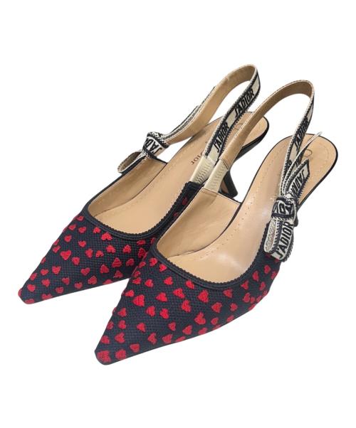 Christian Dior（クリスチャン ディオール）Christian Dior (クリスチャン ディオール) ポップハート スリングバックヒール ネイビー サイズ:38の古着・服飾アイテム