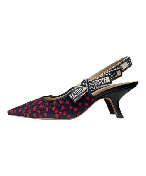 Christian Dior（クリスチャン ディオール）Christian Dior (クリスチャン ディオール) ポップハート スリングバックヒール ネイビー サイズ:38の古着・服飾アイテム