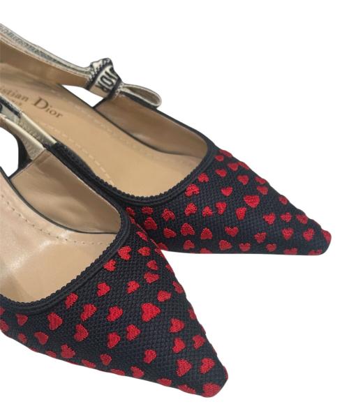 Christian Dior（クリスチャン ディオール）Christian Dior (クリスチャン ディオール) ポップハート スリングバックヒール ネイビー サイズ:38の古着・服飾アイテム