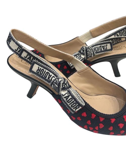 Christian Dior（クリスチャン ディオール）Christian Dior (クリスチャン ディオール) ポップハート スリングバックヒール ネイビー サイズ:38の古着・服飾アイテム